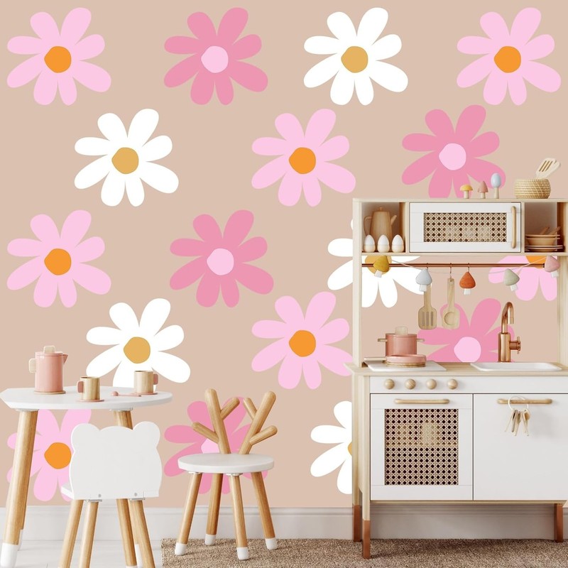 Delicate Daisy Peel and Stick Wall Decals - 12 Sheets for Kid-Friendly Spaces gallery