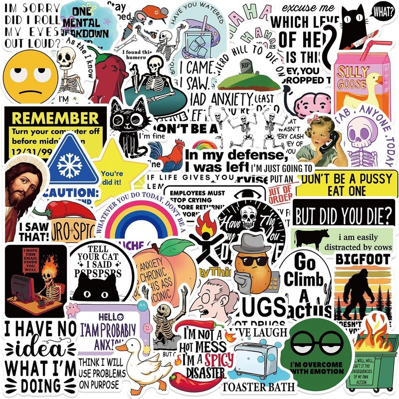 Funny Adults Stickers Bulk, 50pcs Prank Meme Sticker for Kids Teens Adults, Snar