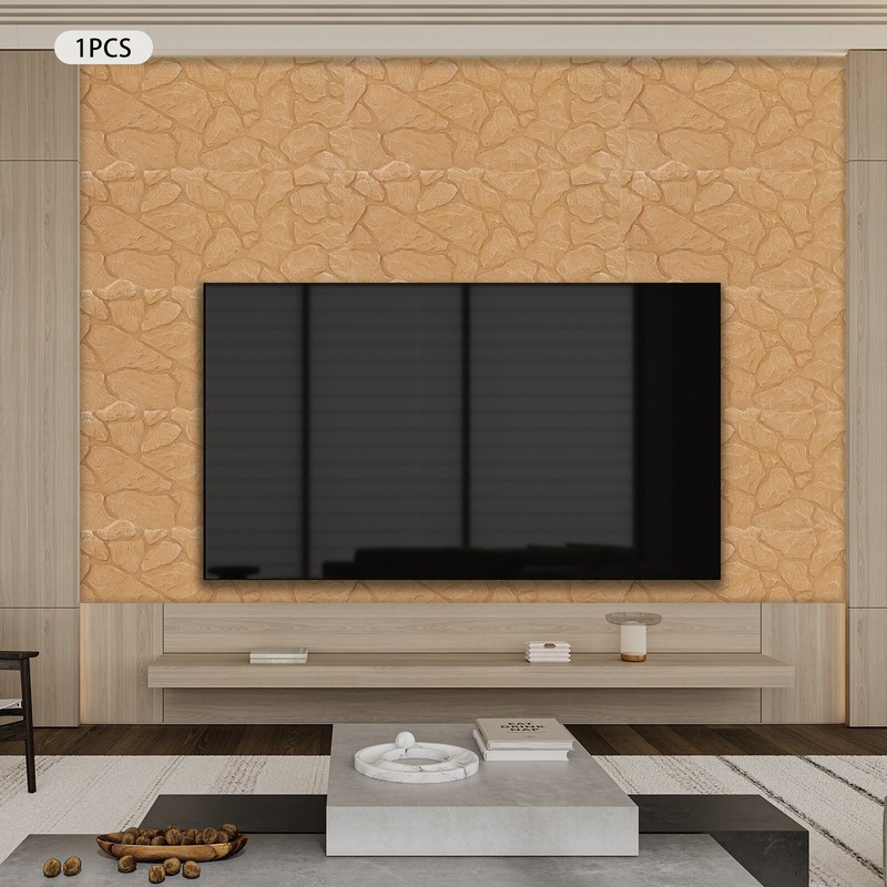 3D Faux Stone Wall Panel for Interior Exterior Decor PU Wall Panel Light Brown gallery