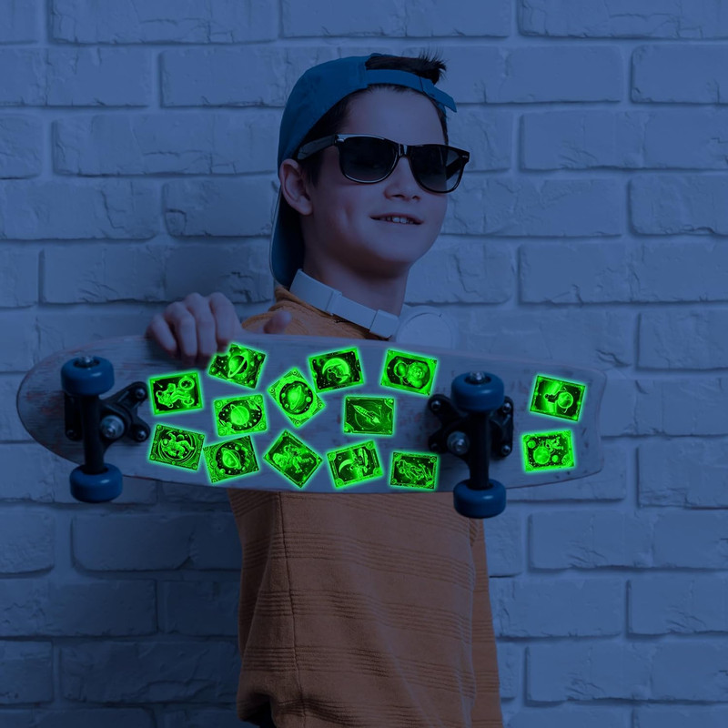 Holographic Space Water Bottle Stickers for Kids, 55 Pcs Glow in the Dark Astron gallery