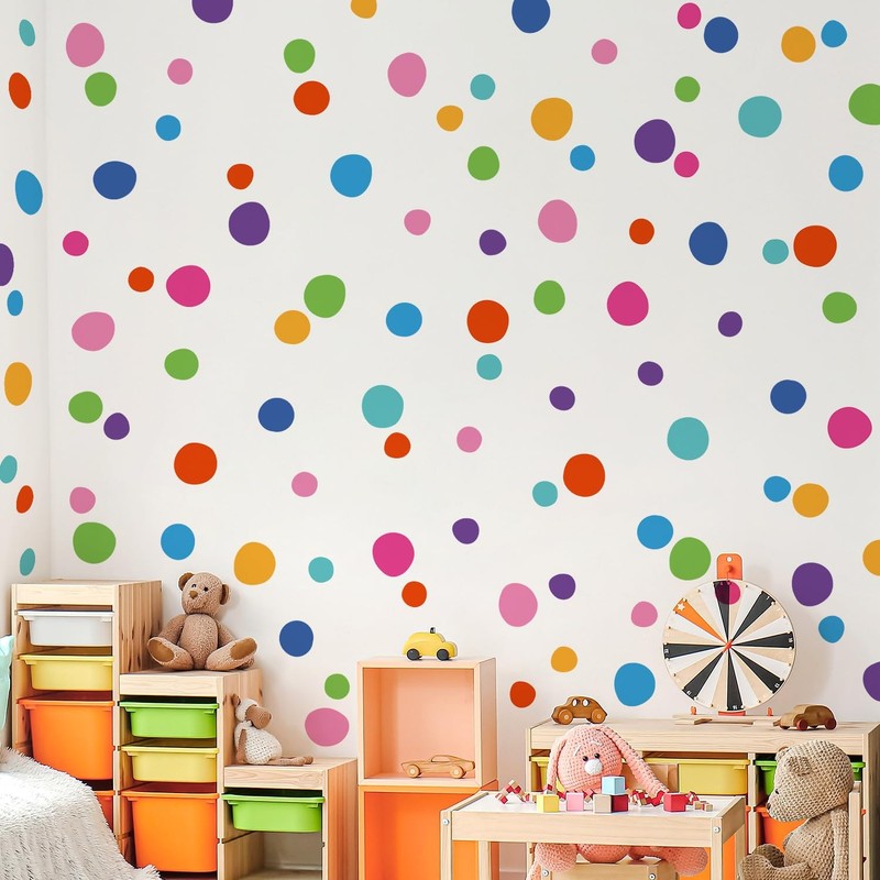 10 Sheets Polka Dot Wall Decals Irregular Colorful Dots Wall Stickers Peel an…
