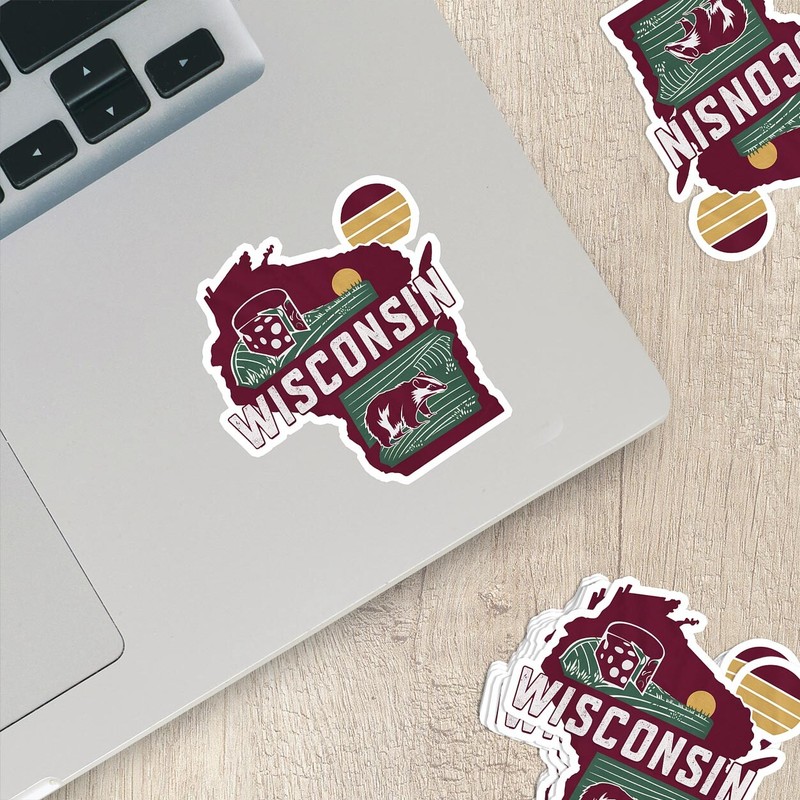 Retro Vinyl State Sticker – Wisconsin