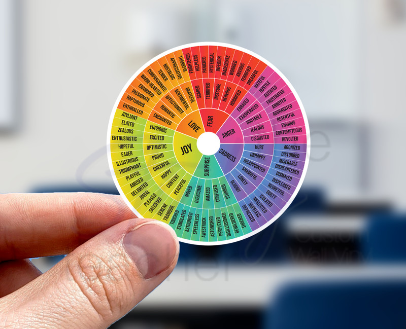 Feelings wheel sticker - Emotions Wheel Therapist Sticker Counselor Sticker