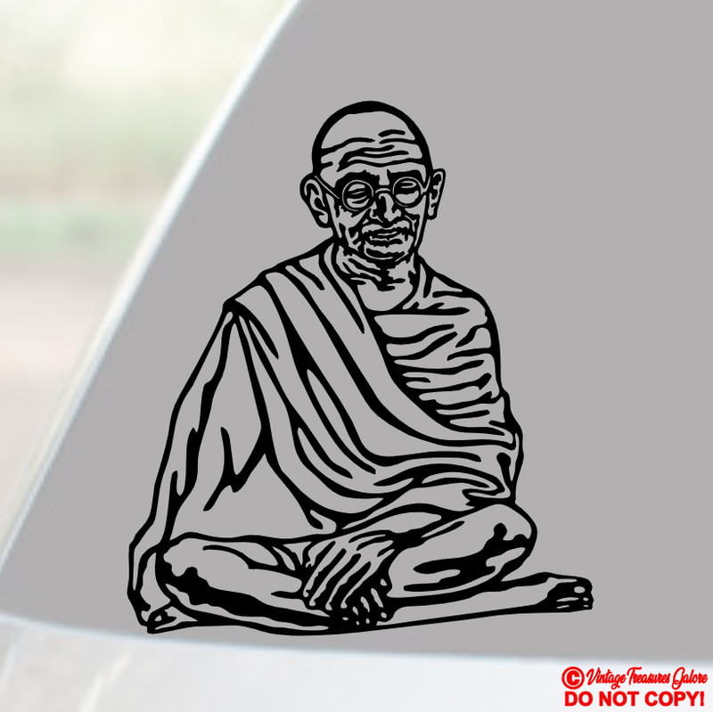MAHATMA GHANDI MEDITATION Vinyl Decal Sticker Car Truck Window Wall Bumper India