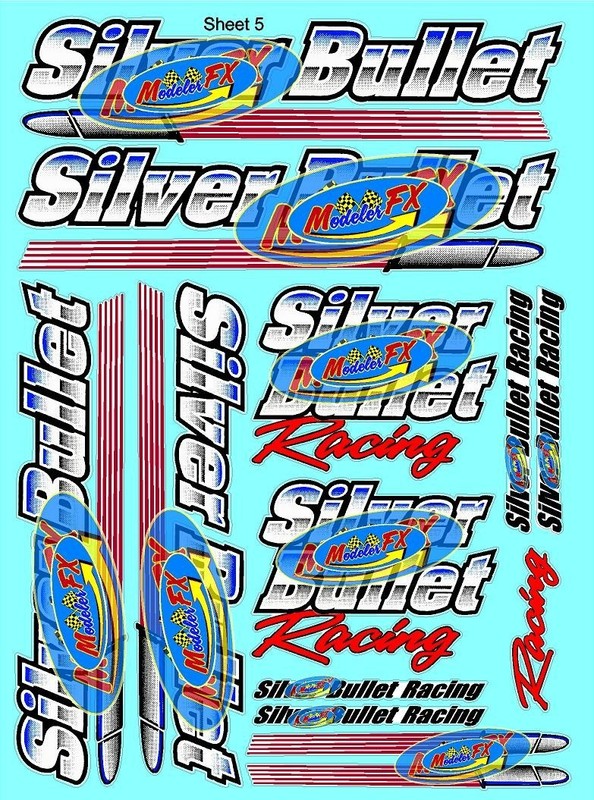 White Vinyl Sticker Sheet 5 Bullet-R/C MODEL Decal 1/24-1/16 Scale CUT traxxasf1
