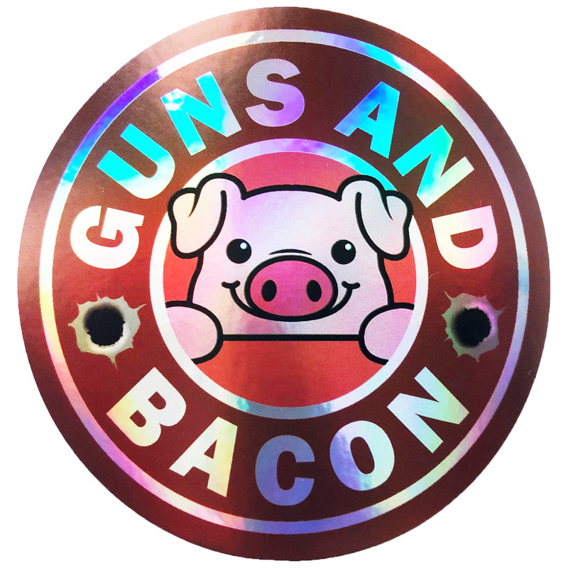 Shiny Guns and Bacon 2A Second Amendment Gun Rights NRA Sticker 3 Inch Laptop