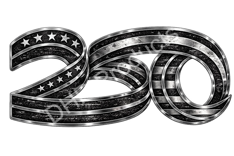 Chrome America 250 Vinyl Sticker | Metallic Patriotic 250 Decal