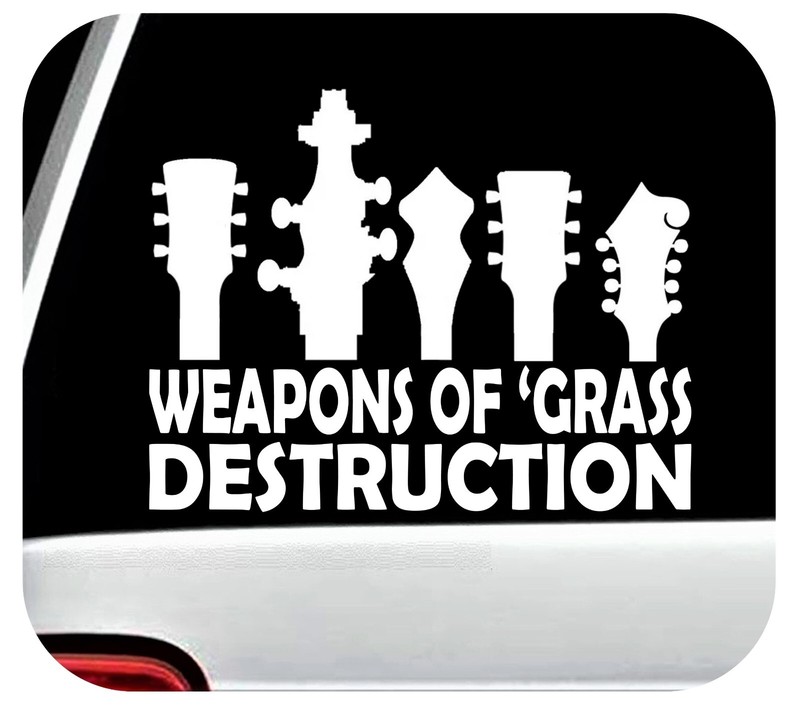 Bluegrass Music Acoustic Guitar Upright Bass Banjo Mandolin Decal Sticker BG2096