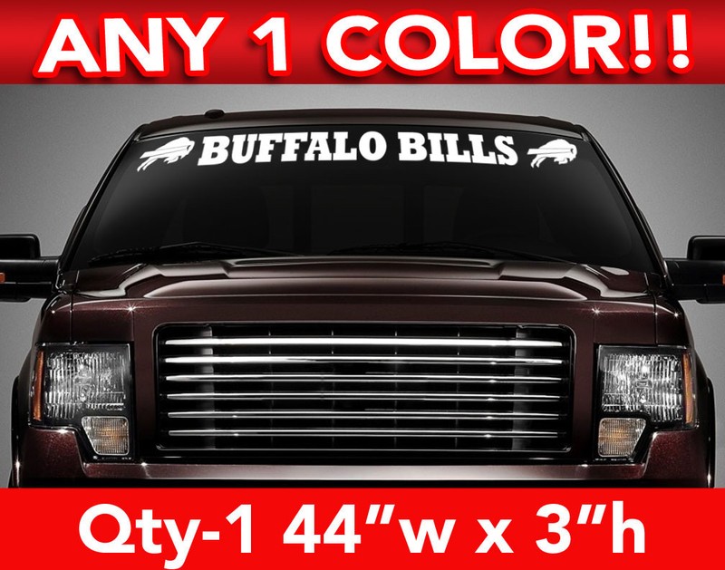 BUFFALO BILLS WINDSHIELD DECAL STICKER 44″w x 3″h ANY 1 COLOR