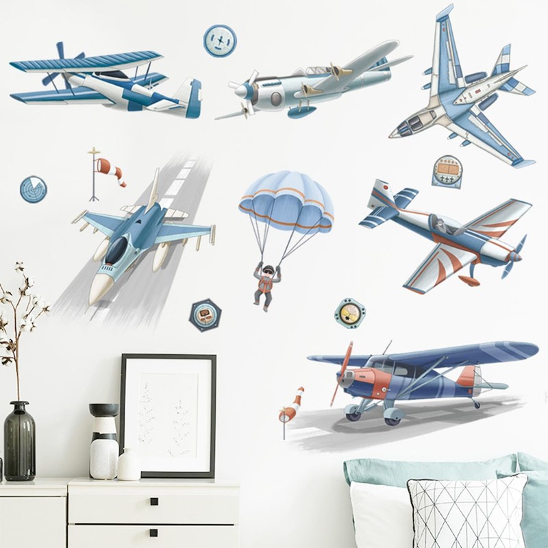 Airplane Wall Decals Airplanes for Kids Airplane Art Space Decor for Boys Room