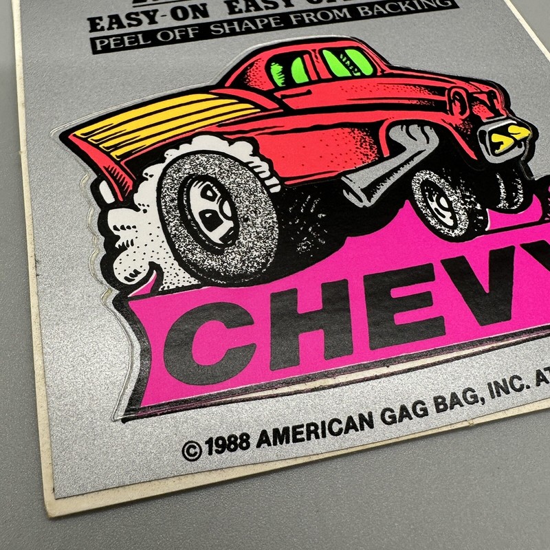 1988 Vintage " CHEVY Chevrolet " Black Light Retro Vinyl Sticker Cut-Out Shape gallery