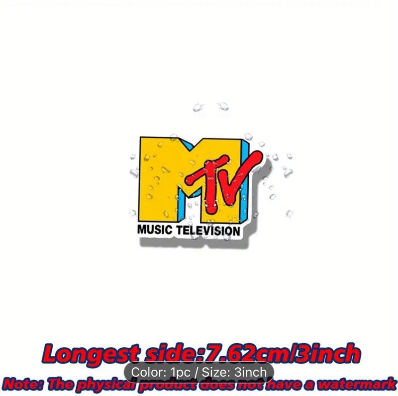 MTV Music Television Video Vtg Retro 80s 90s Yellow Print Vinyl Sticker Decal gallery