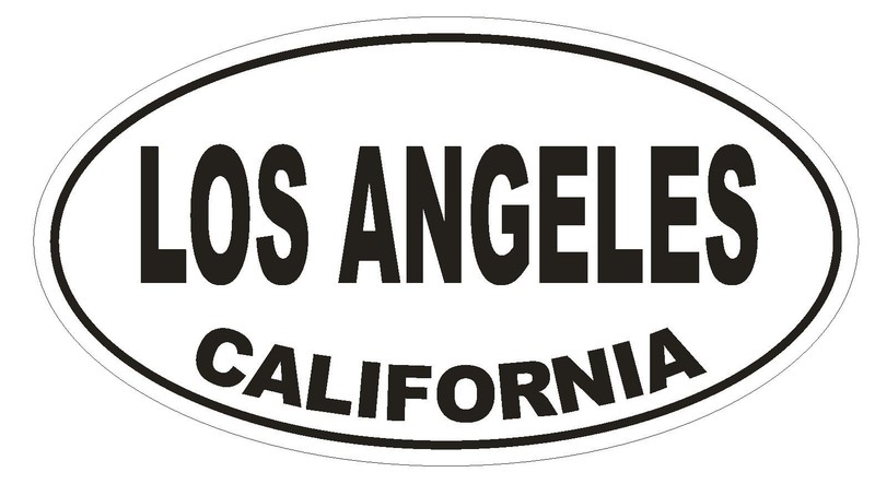 Los Angeles California Oval Bumper Sticker or Helmet Sticker D2798 Euro Oval