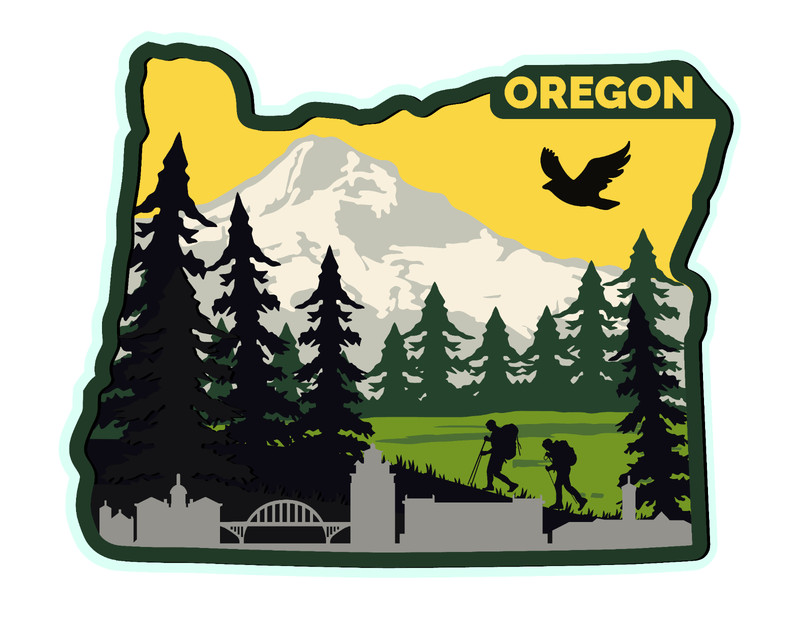 Oregon State Shape Adventure Vinyl Sticker 4x3 Inch Waterproof & Fade Resistant