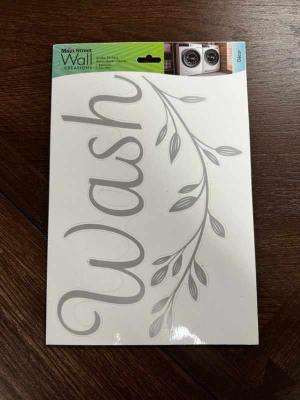 Main Street Wall Creations Wash Laundry Room Gray Vinyl Wall Sticker