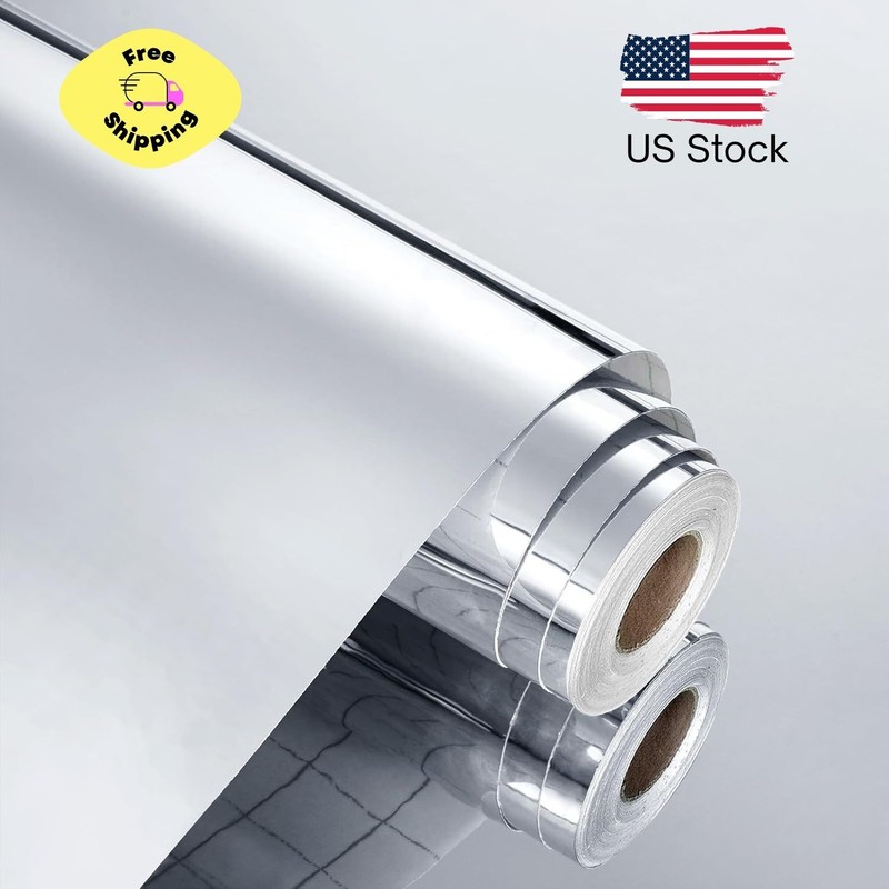 Large Mirror Stickers for Walls 24″x394″ Self Adhesive Silver Contact Paper