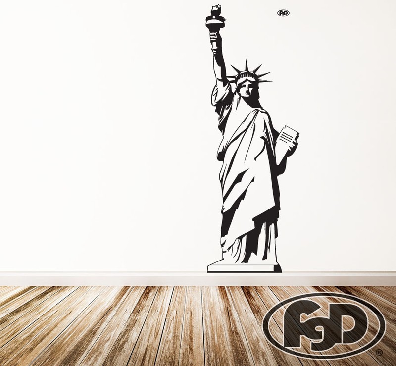 FGD Statue of Liberty Vinyl Wall Decal / Sticker In Black or White 20″ x 57″