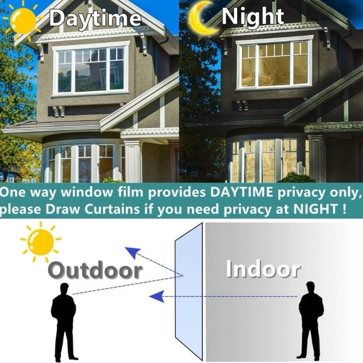 Self-Adhesive Window Tint Daytime Privacy Film Mirror Effect Silver 17.5x78.7”🪟 gallery