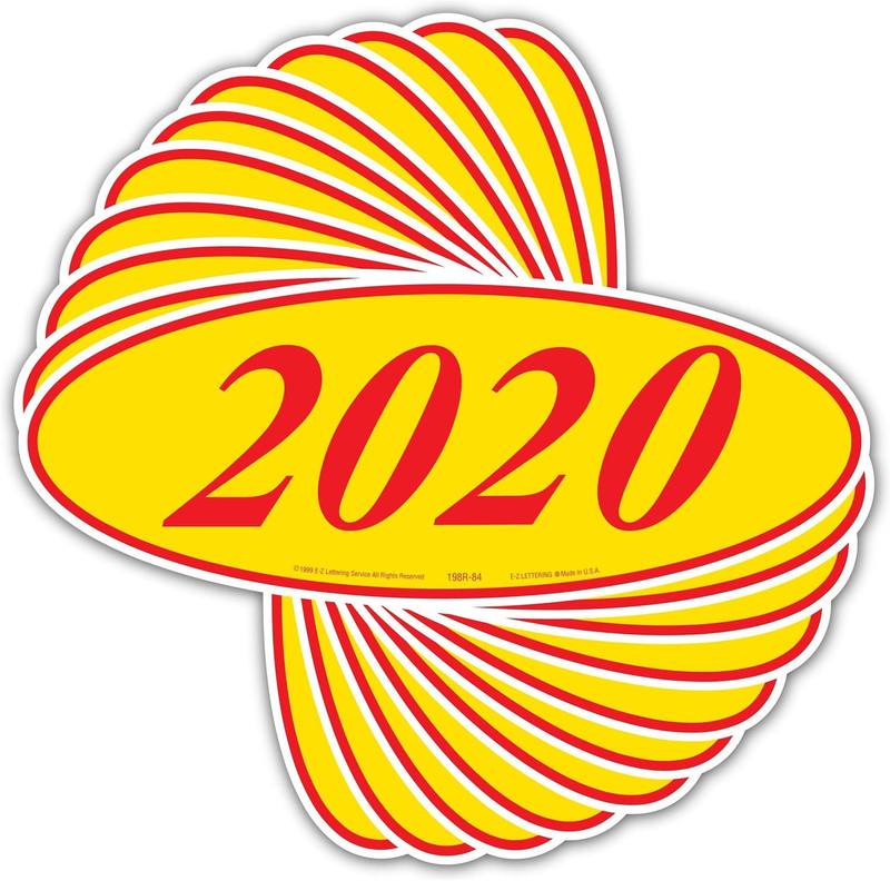 Ez-Line Large Oval Year Stickers for Car Windshields in Red and Yellow gallery