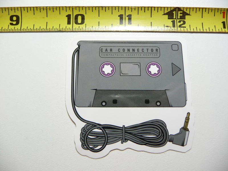 CASSETTE ADAPTOR CAR SMALL STICKER DECAL 80S 90S RETRO 1980S 1990S FUN