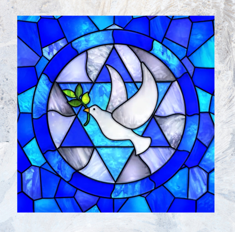 Peace Dove Faux Stained-Glass WINDOW CLING Size 8″ Repositionable Vinyl