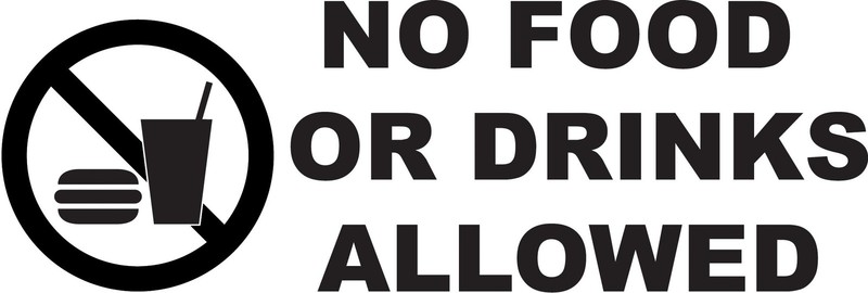 NO FOOD OR DRINK DRINKS ALLOWED BUSINESS STORE SIGN OUTSIDE VINYL DECAL STICKER