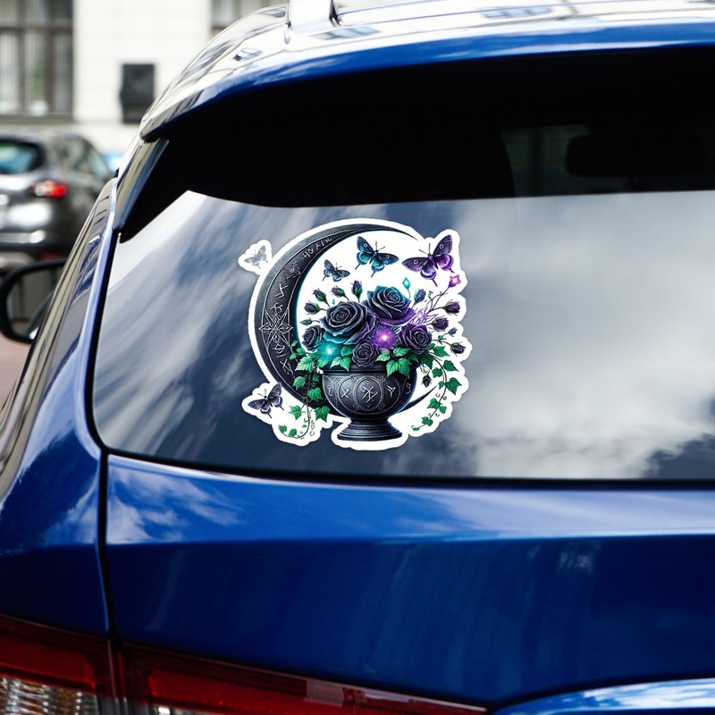 Black Roses Moon Moths - Vinyl Decal Sticker - Car Window Laptop - #132 gallery