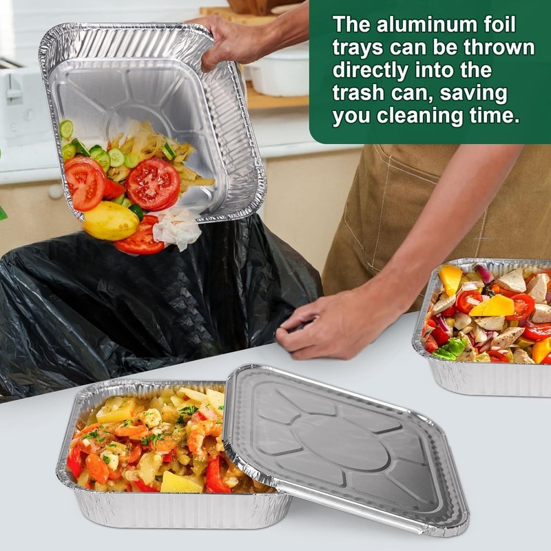 8x8 Aluminum Pans with Lids - 60 Pack Square Disposable Aluminum Fo... Fast Ship gallery