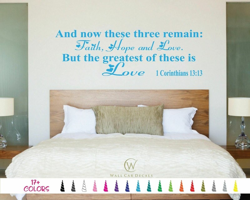1 Corinthian 13:13 Faith Hope Greatest Love Bible Wall Quote Vinyl Decal Sticker gallery