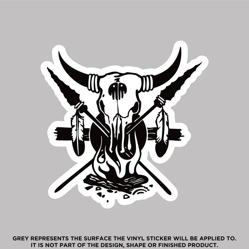 Skull and arrows with fire