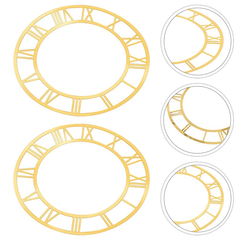 2 Pcs Roman Numerals Decal Peel and Stick Clock Face Mirror Wall Label gallery