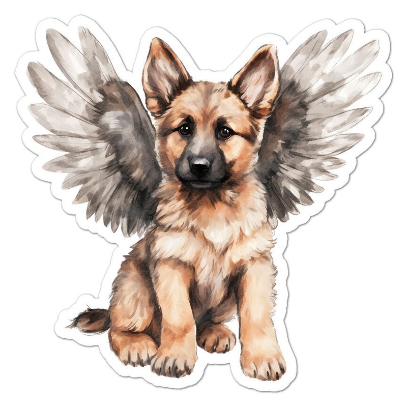 German Shepherd Angel, Vinyl Decal Sticker, Indoor Outdoor, 3 Sizes, #9780