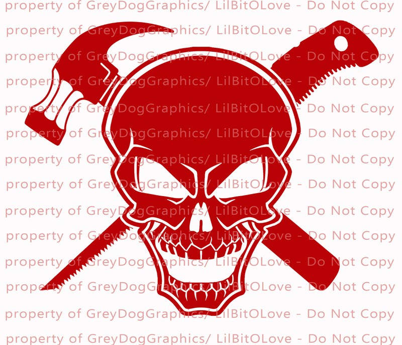 Drywall Skull Vinyl Decal Hammer Wallboard Saw Sheetrock Sticker Construction