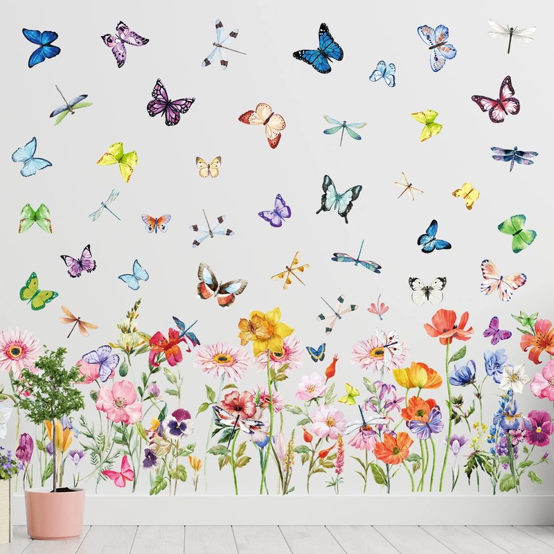 Zonon 6 Pcs Flowers Wall Decals Stickers Vinyl As Shown in the Picture
