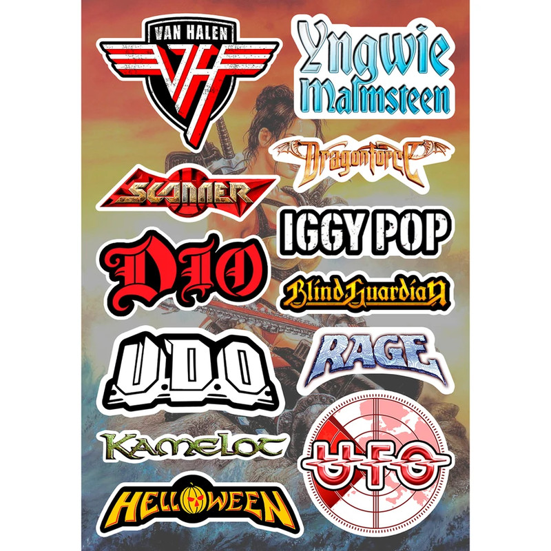 Rock & Metal Bands Sticker Pack Van Halen Nazareth Warlock Dio Blind Guardian gallery