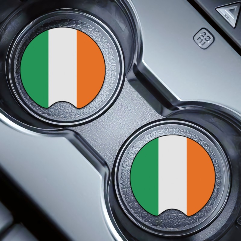 4 Pcs IRELAND Car Cup Holder Coaster Soft & Washable Non-Slip Neoprene Rubber