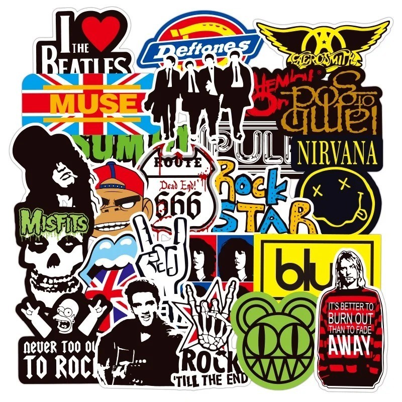 100PCS Rock Band Stickers Lot Punk Music Heavy Metal Bands Sticker Decal-USA gallery