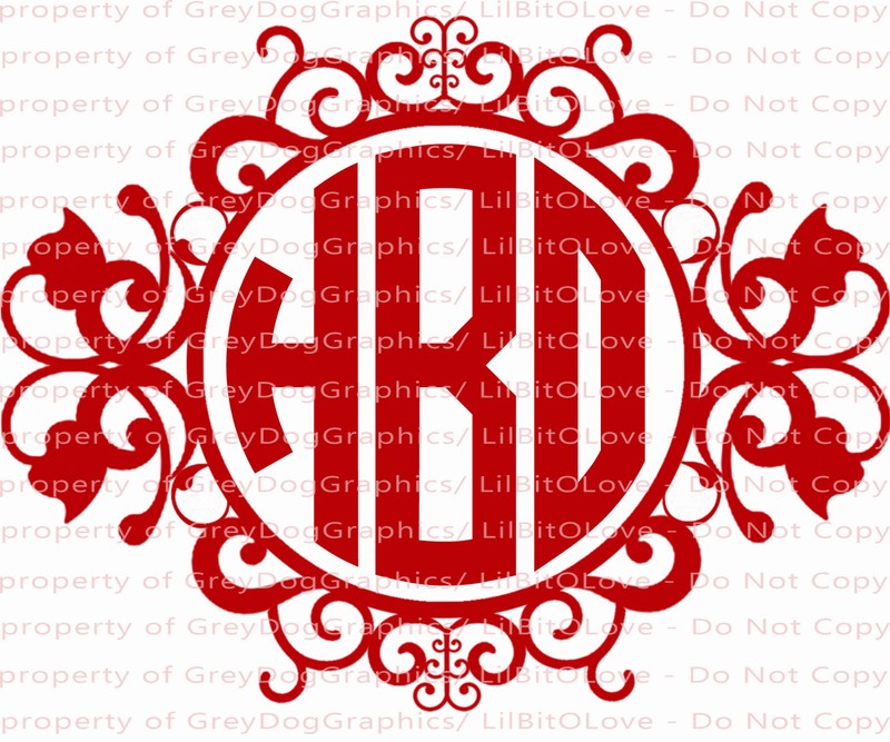 Custom Ornate Circle Monogram Decal Your Initials 3 Letters Personalized Sticker