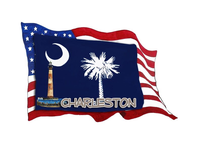 USA SC Flags Lighthouse Charleston Decal Sticker Car Wall Window Cup Cooler