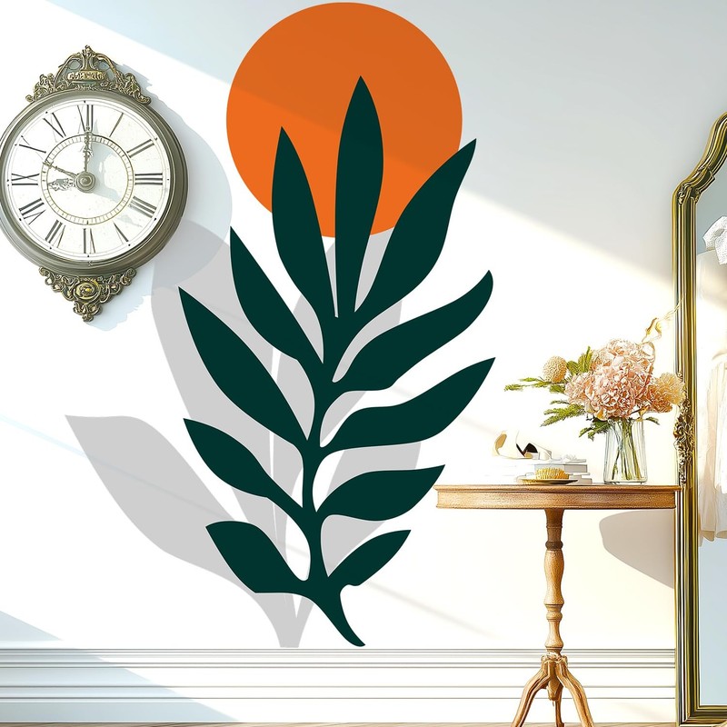 Boho Sun Leaf Wall Decals Peel and Stick, Botanical Leaves Vinyl Wall Sticker... gallery