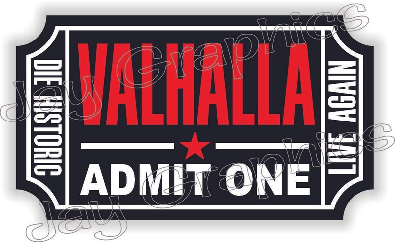 1×2-inch Valhalla Admit One Hard Hat Sticker Decal