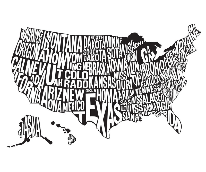 USA Map. United States of America Map wall decal. Office Wall Decor. Kid’s Room.