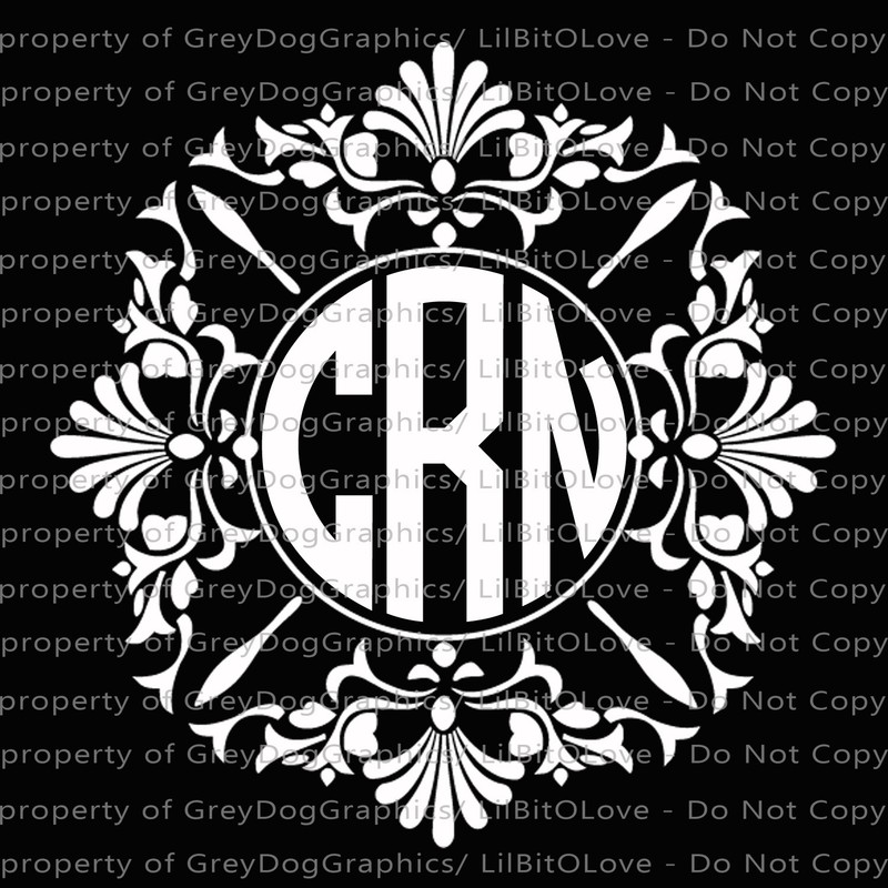 Custom Decorative Circle Monogram Decal Your Initials 3 Letters Personalized
