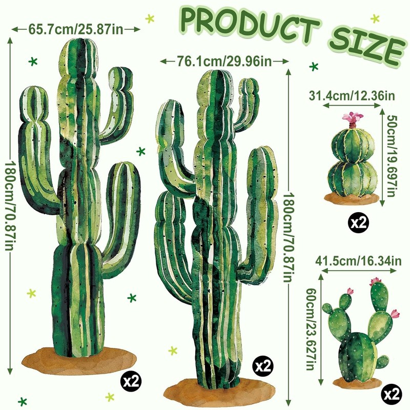 8 Piece 6Ft Large Jointed Cardboard Cactus Cutouts Wall Decor DIY Set Art gallery