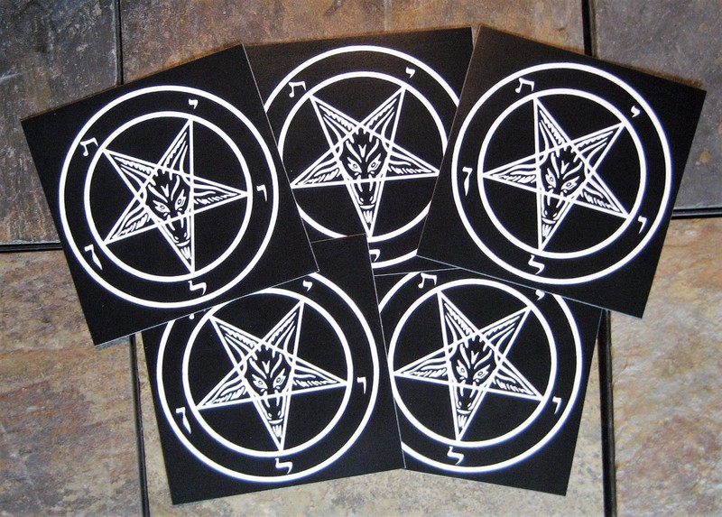 Lot of 5 4×4″ Pentagram Sticker – Decal Bumper Occult Baphomet Satanic Leviathan