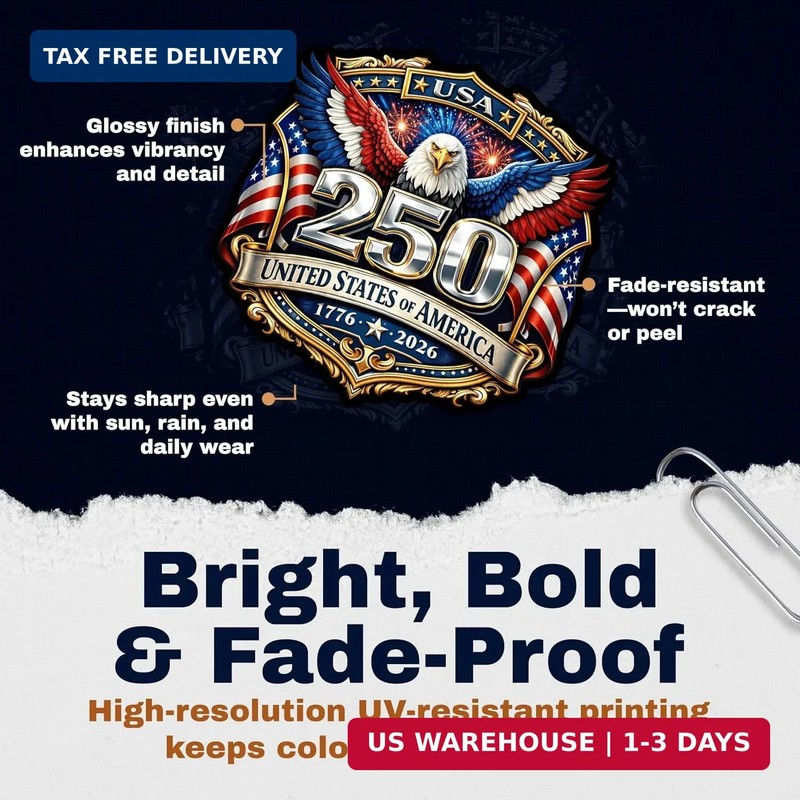 USA 250th Anniversary 1776-2026 Vinyl Sticker 2-Pack - 5 Inch - USA Flag Patriot gallery