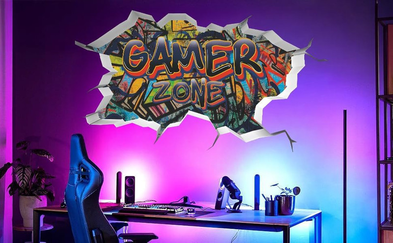 3D Game Wall Decals,Gaming Wall Stickers for Boys Room Gamer Zone Sticker Video gallery
