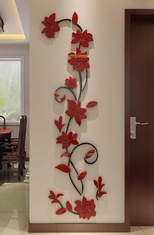 Stylish 3D Acrylic Rattan Flower Wall Art – 70H x 22W Decal for Kids and Adults gallery
