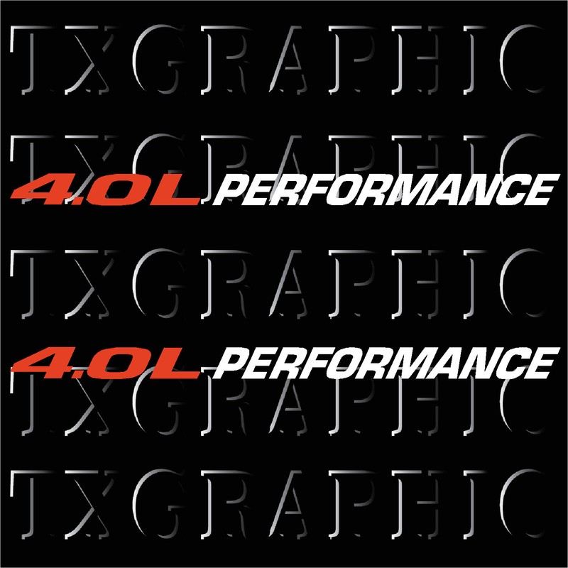 4.0L PERFORMANCE DECAL JEEP ENGINE SIZE 4.0 L LITTER , CHEROKEE (2 PK)