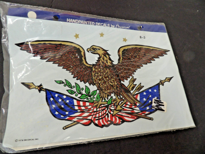 Hand painted Decal By Decorcal A-6 Vintage 1978 Eagle American Flag